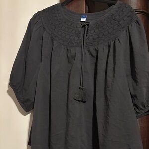 Old Navy Charcoal Blouse with Crochet Detail